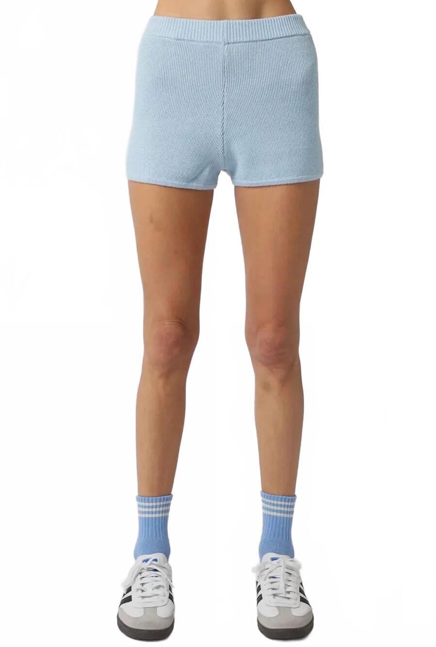 NEW LE LIS caitlyn knit shorts in blue